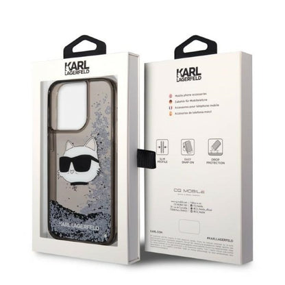 Tok Apple iPhone 14 Pro Max-hoz, Karl Lagerfeld, Glitter Choupette's Head, Fekete