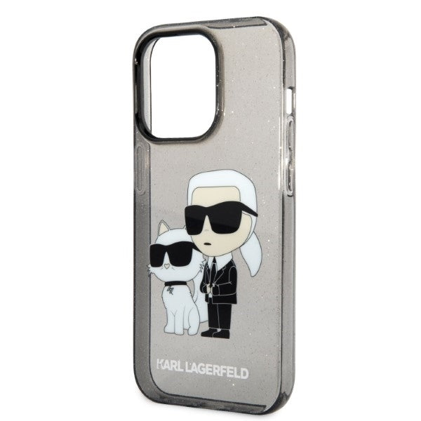 Tok Apple iPhone 14 Pro Max-hoz, Karl Lagerfeld, Glitter Karl & Choupette, Fekete