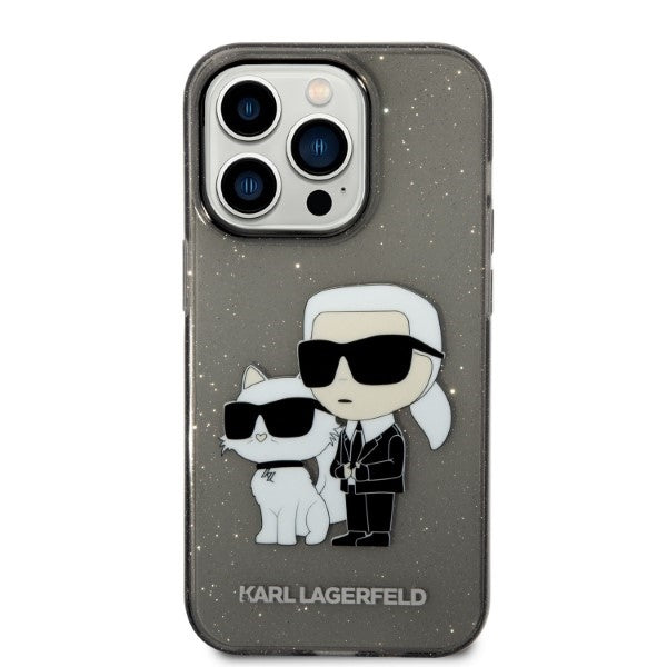 Tok Apple iPhone 14 Pro Max-hoz, Karl Lagerfeld, Glitter Karl & Choupette, Fekete