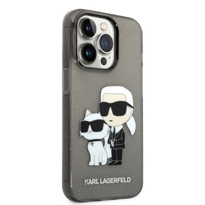 Tok Apple iPhone 14 Pro Max-hoz, Karl Lagerfeld, Glitter Karl & Choupette, Fekete