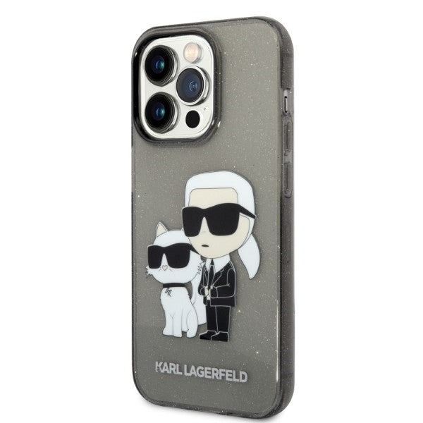Tok Apple iPhone 14 Pro Max-hoz, Karl Lagerfeld, Glitter Karl & Choupette, Fekete