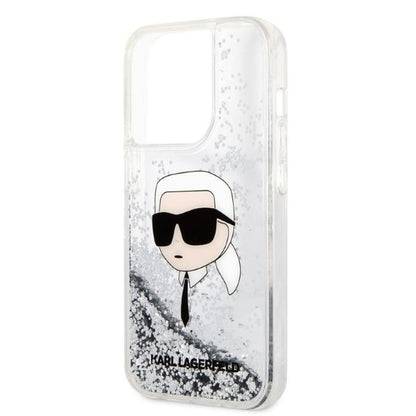 Tok Apple iPhone 14 Pro Max-hoz, Karl Lagerfeld, Glitter Karl's Head, Ezüst