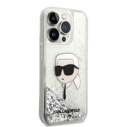 Tok Apple iPhone 14 Pro Max-hoz, Karl Lagerfeld, Glitter Karl's Head, Ezüst