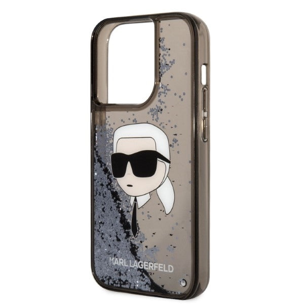 Tok Apple iPhone 14 Pro Max-hoz, Karl Lagerfeld, Glitter Karl's Head, Fekete