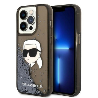 Tok Apple iPhone 14 Pro Max-hoz, Karl Lagerfeld, Glitter Karl's Head, Fekete