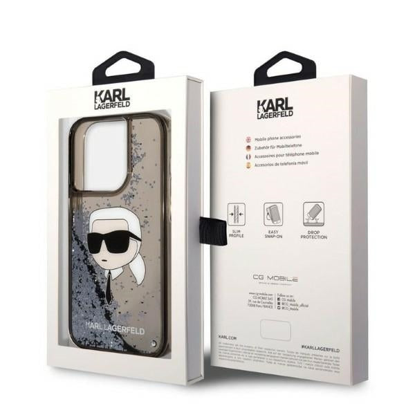 Tok Apple iPhone 14 Pro Max-hoz, Karl Lagerfeld, Glitter Karl's Head, Fekete