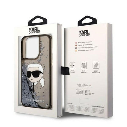 Tok Apple iPhone 14 Pro Max-hoz, Karl Lagerfeld, Glitter Karl's Head, Fekete