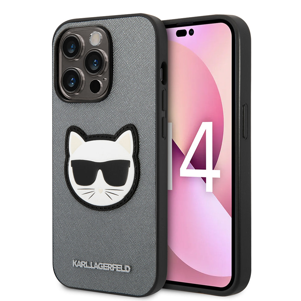 Tok Apple iPhone 14 Pro Max-hoz, Karl Lagerfeld, Saffiano Choupette's Head, Ezüst
