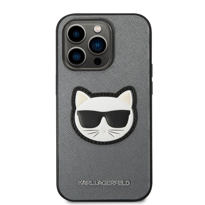 Tok Apple iPhone 14 Pro Max-hoz, Karl Lagerfeld, Saffiano Choupette's Head, Ezüst