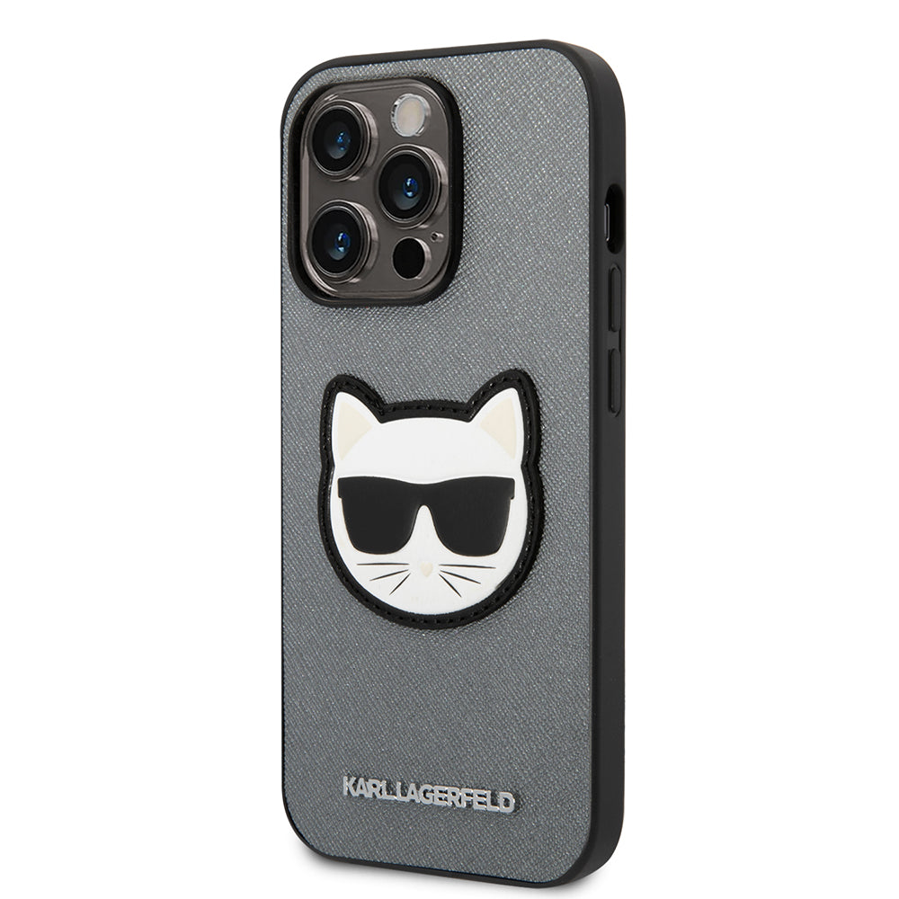 Tok Apple iPhone 14 Pro Max-hoz, Karl Lagerfeld, Saffiano Choupette's Head, Ezüst