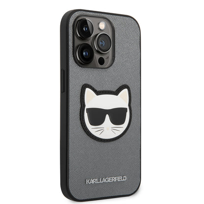 Tok Apple iPhone 14 Pro Max-hoz, Karl Lagerfeld, Saffiano Choupette's Head, Ezüst