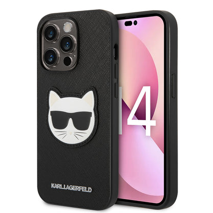 Tok Apple iPhone 14 Pro Max-hoz, Karl Lagerfeld, Saffiano Choupette's Head, Fekete