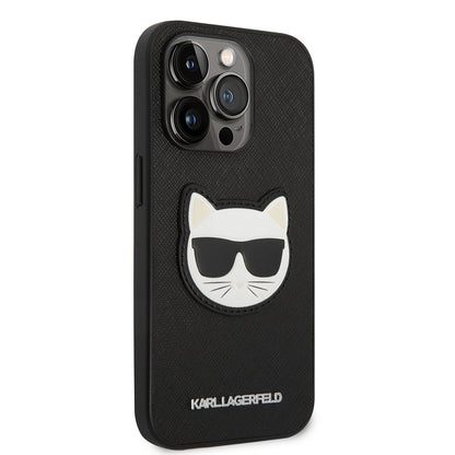 Tok Apple iPhone 14 Pro Max-hoz, Karl Lagerfeld, Saffiano Choupette's Head, Fekete