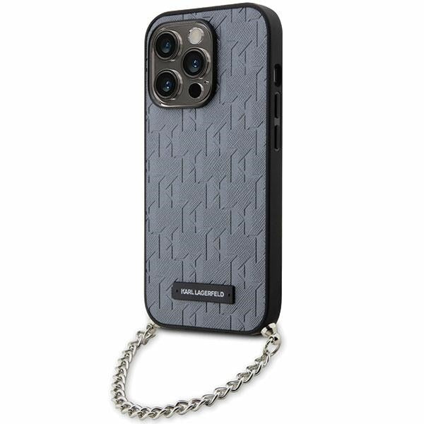 Tok Apple iPhone 14 Pro Max-hoz, Karl Lagerfeld, Saffiano Monogram Chain, Ezüst