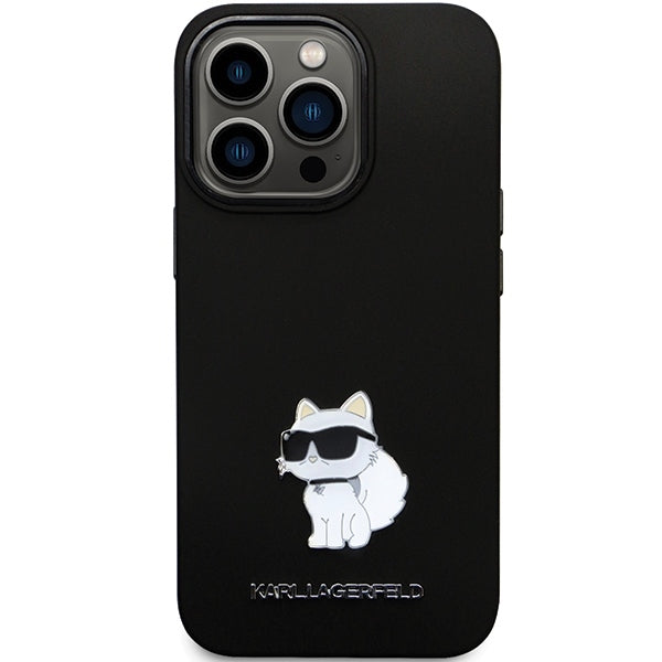 Tok Apple iPhone 14 Pro Max-hoz, Karl Lagerfeld, Silicone Choupette Metal, Fekete
