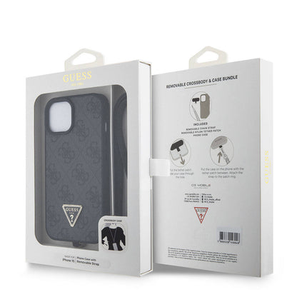 Tok Apple iPhone 15 / 14-hez, Guess, Crossbody 4G Metal Logo, Fekete
