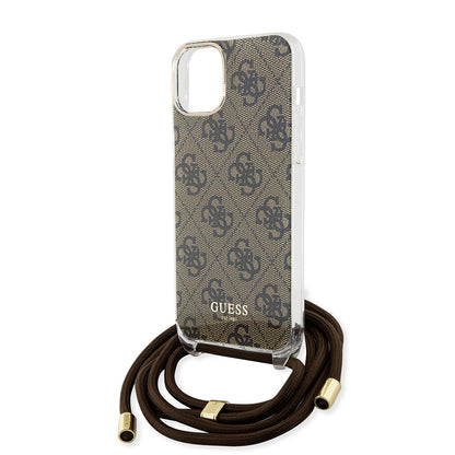 Case for Apple iPhone 15, Guess, 4G IML Printed Crossbody, Brown