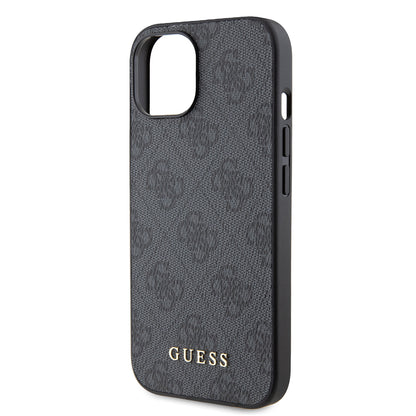 Case for Apple iPhone 15, Guess, 4G Metal Gold Logo, Grey