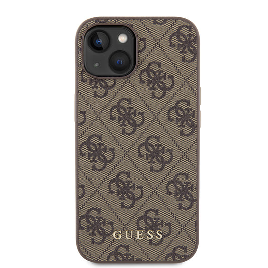 Tok Apple iPhone 15-höz, Guess, 4G Metal Gold Logo, Barna