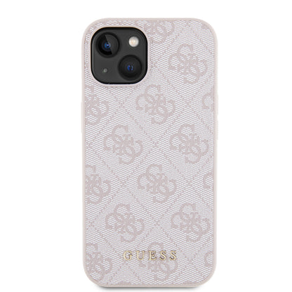 Case for Apple iPhone 15, Guess, 4G Metal Gold Logo, Pink