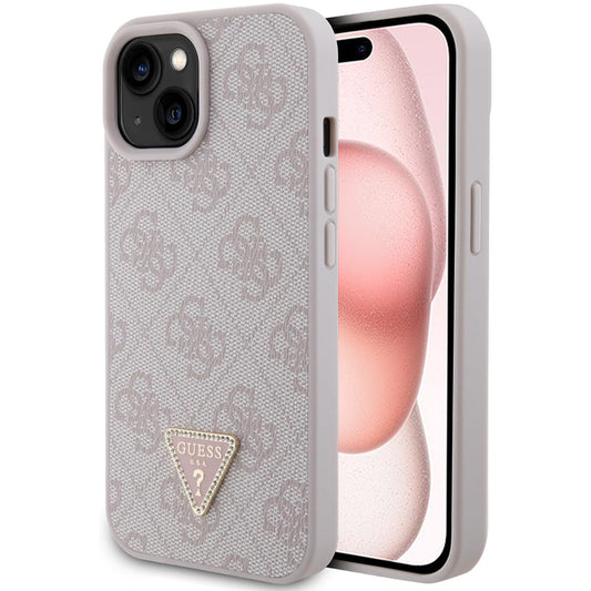 Tok a Apple iPhone 15-höz, Guess, 4G Triangle Strass, Rózsaszín