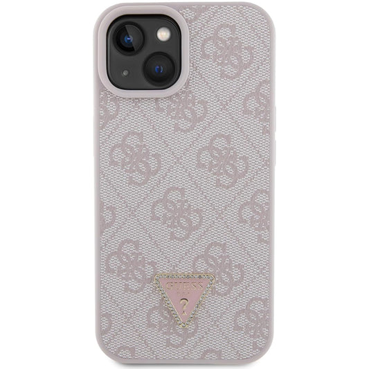 Tok a Apple iPhone 15-höz, Guess, 4G Triangle Strass, Rózsaszín
