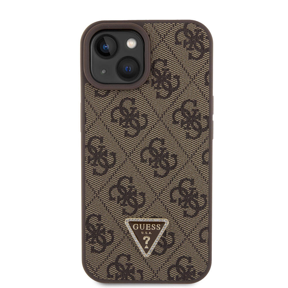Tok Apple iPhone 15-höz, Guess, Crossbody 4G Metal Logo, Barna