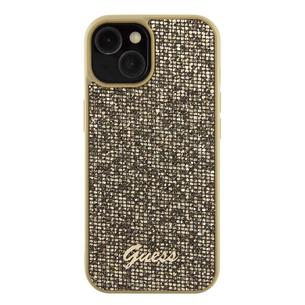 Tok Apple iPhone 15-höz, Guess, Disco Metal Script, Arany