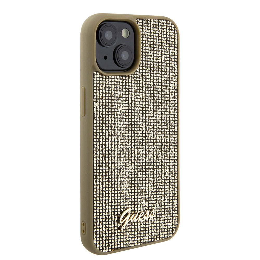 Tok Apple iPhone 15-höz, Guess, Disco Metal Script, Arany