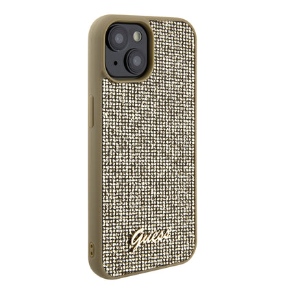 Tok Apple iPhone 15-höz, Guess, Disco Metal Script, Arany