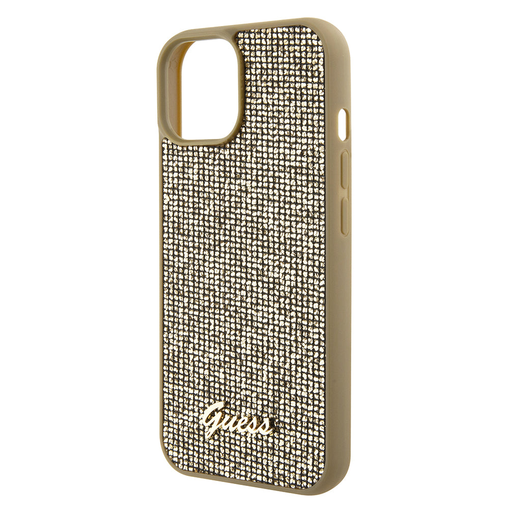 Tok Apple iPhone 15-höz, Guess, Disco Metal Script, Arany