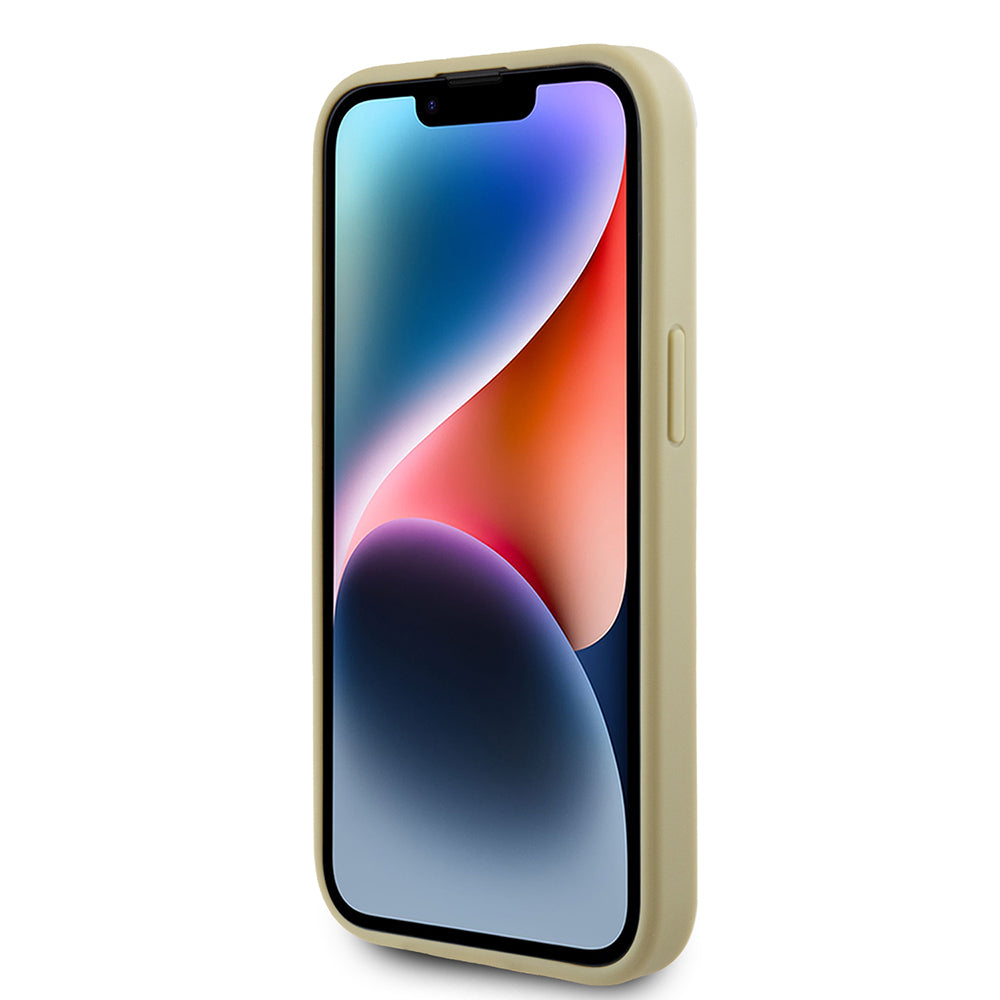 Tok a Apple iPhone 15-höz, Guess, Glitter Big 4G Script, Arany