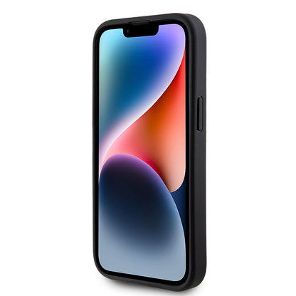 Tok Apple iPhone 15-höz, Guess, Glitter Big 4G Script, Fekete