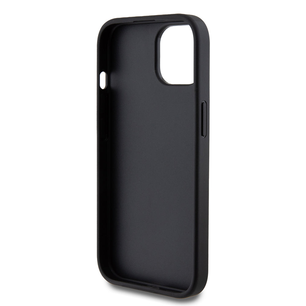 Tok Apple iPhone 15-höz, Guess, Glitter Big 4G Script, Fekete