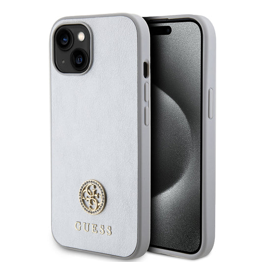 Tok Apple iPhone 15-höz, Guess, Strass Metal Logo, Ezüst színű