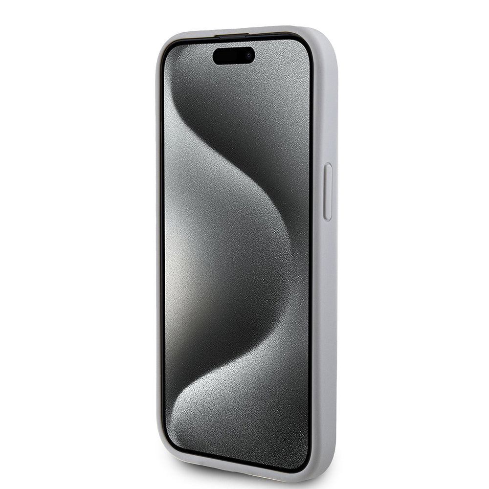 Tok Apple iPhone 15-höz, Guess, Strass Metal Logo, Ezüst színű