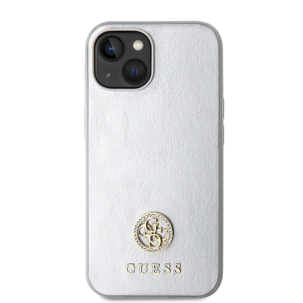 Tok Apple iPhone 15-höz, Guess, Strass Metal Logo, Ezüst színű