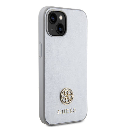 Tok Apple iPhone 15-höz, Guess, Strass Metal Logo, Ezüst színű