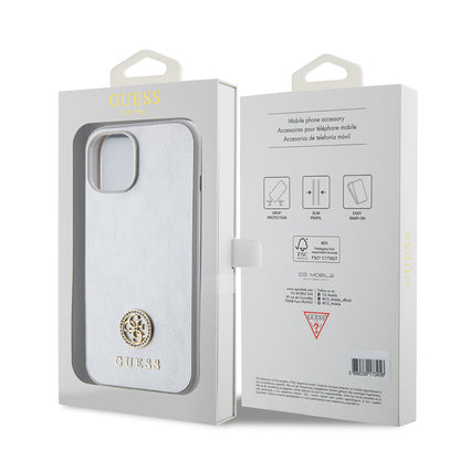 Tok Apple iPhone 15-höz, Guess, Strass Metal Logo, Ezüst színű
