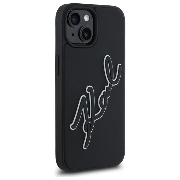 Case for Apple iPhone 15, Karl Lagerfeld, 3D Rubber Signature, Black