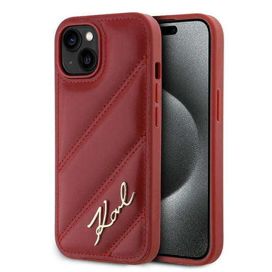 Tok Apple iPhone 15-höz, Karl Lagerfeld, Diagonal Quilted Script, Rosie