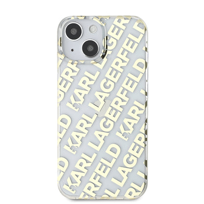 Tok Apple iPhone 15-höz, Karl Lagerfeld, IML Luxury Gold Fullover Logo, Arany