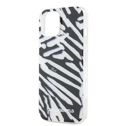 Tok Apple iPhone 15-höz, Karl Lagerfeld, IML Luxury Zebra mintás, pántos, fekete
