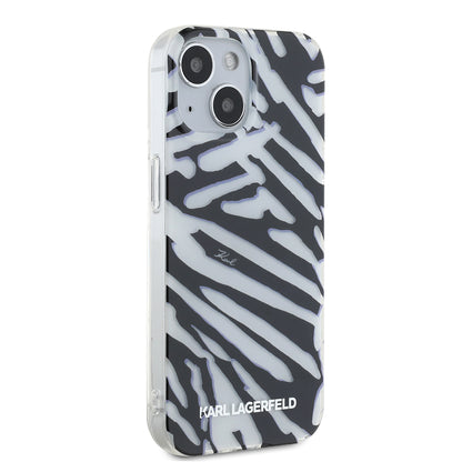 Tok Apple iPhone 15-höz, Karl Lagerfeld, IML Luxury Zebra mintás, pántos, fekete