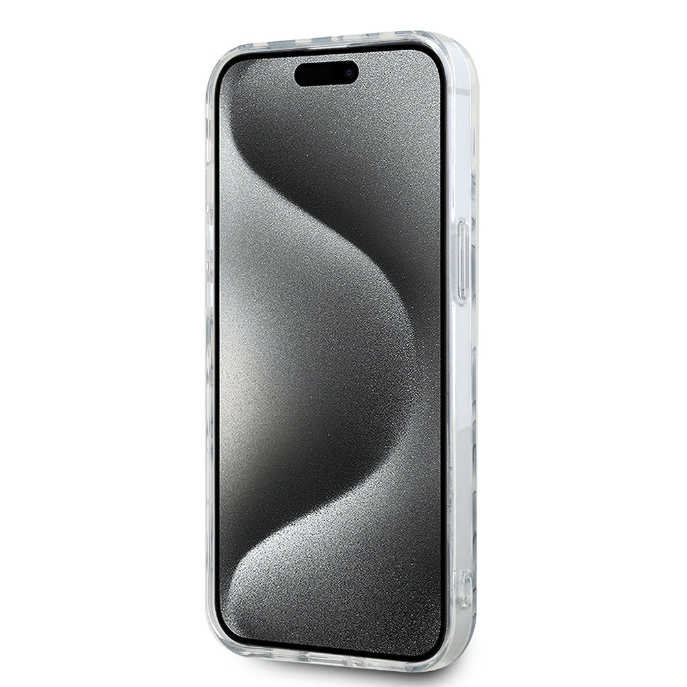 Tok Apple iPhone 15-höz, Karl Lagerfeld, IML Luxury Zebra mintás, pántos, fekete