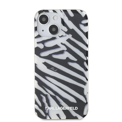 Tok Apple iPhone 15-höz, Karl Lagerfeld, IML Luxury Zebra mintás, pántos, fekete