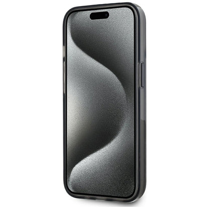 Tok Apple iPhone 15-höz, Karl Lagerfeld, Liquid Glitter Monogram, Fekete