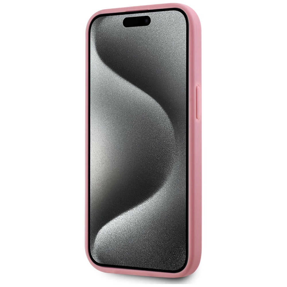 Tok Apple iPhone 15-höz, Karl Lagerfeld, Metal Signature, Rózsaszín