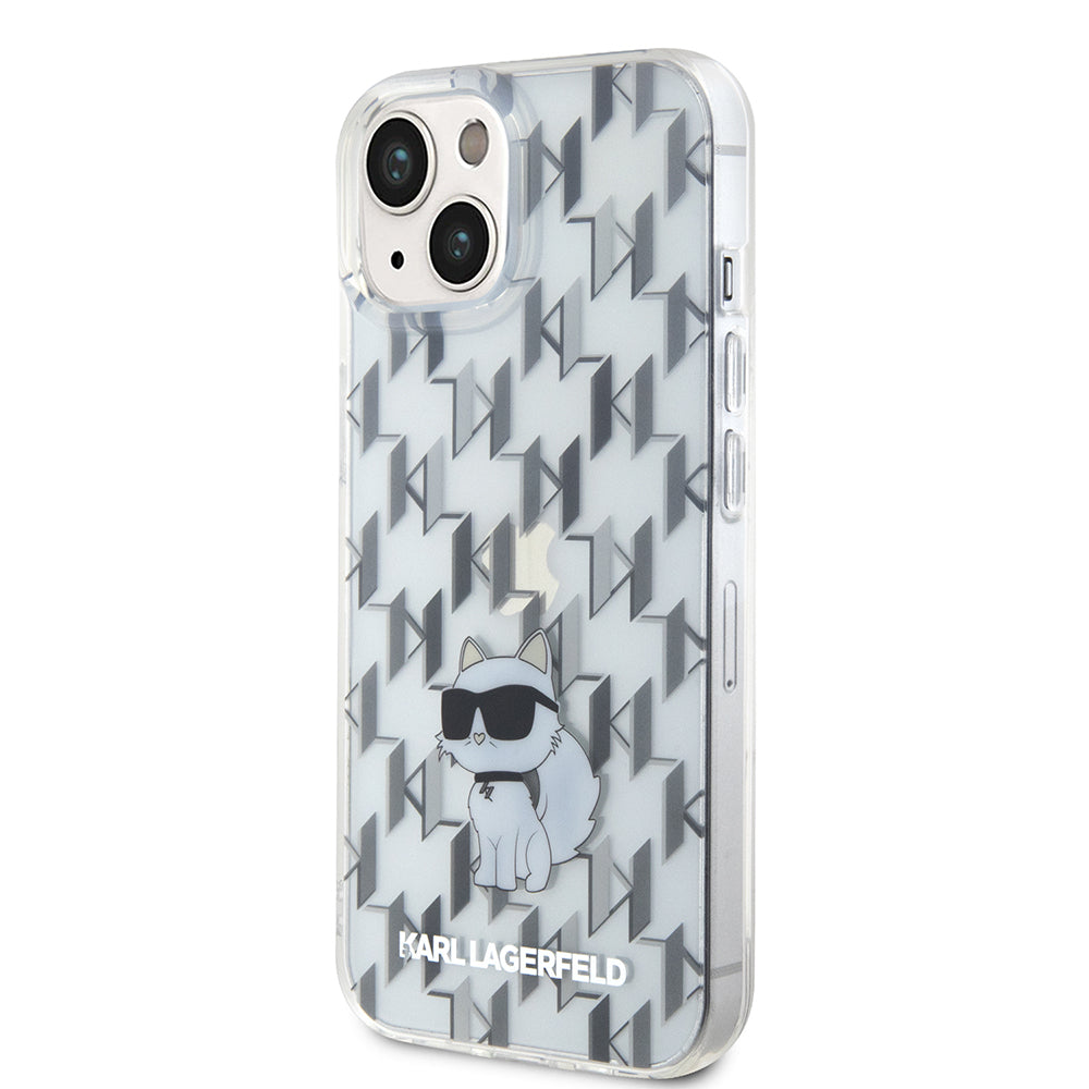 Tok Apple iPhone 15-höz, Karl Lagerfeld, Monogram Choupette, Átlátszó