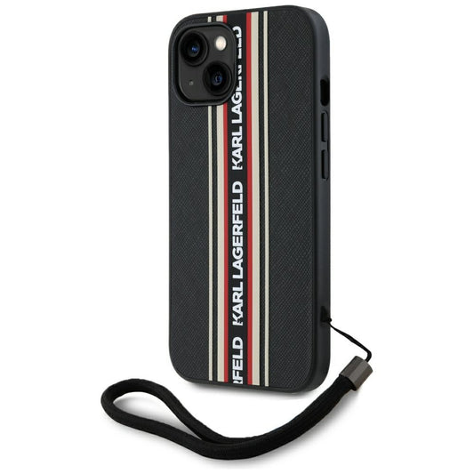 Tok Apple iPhone 15-höz, Karl Lagerfeld, Saffiano Athleisure Stripes with Strap, Rosie